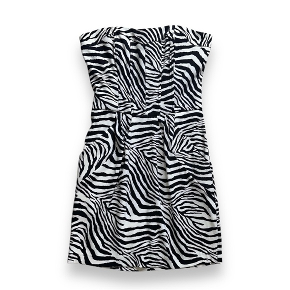 Y2K ZEBRA PRINT STRAPLESS SWEETHEART NECKLINE PLEATED DRESS · SIZE 5/6 - Picture 2 of 9